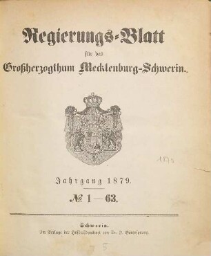 Regierungsblatt für Mecklenburg-Schwerin, 1879