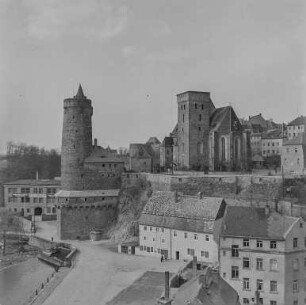 Bautzen : Bautzen. Alte Wasserkunst mit Spree-Wehr und Michaeliskirche