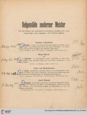 Oelgemälde moderner Meister (Nr. 1-127)