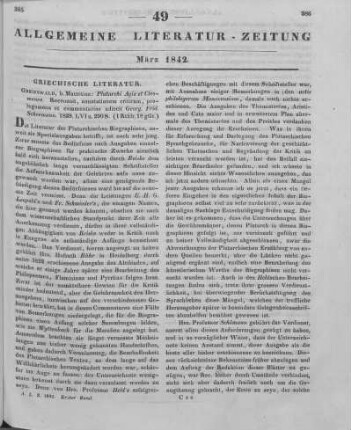 Plutarch: Plutarchi Agis et Cleomenes. Recensuit, annotationem criticam et Commentarios adiecit G. F. Schoemann. Greifswald: Mauritius 1839