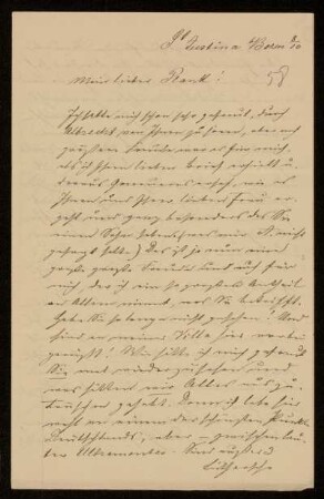 58: Brief von Hermann Victor Wagner an Gottlieb Planck, St. Justina b. Bozen, 8.10.[o.J.]