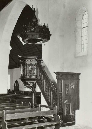 Kanzel : Wernigerode. t.-Johannis-Kirche (1279 Fertigstellung, 1497 Vollendung Umbau, 19. Jahrhundert Restaurierung). Kanzel (Holz; 1600/1615)