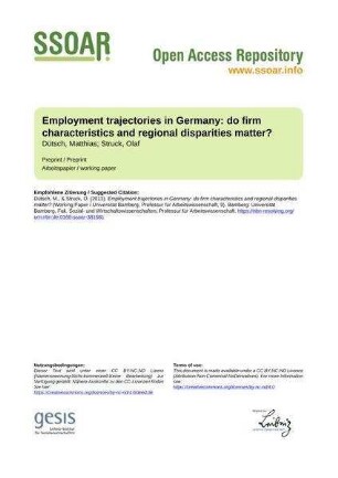 Employment trajectories in Germany: do firm characteristics and regional disparities matter?