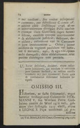 Omissio III.