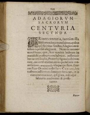 Centuria Secunda.