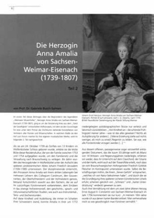 Die Herzogin Anna Amalia von Sachsen-Weimar-Eisenach (1739-1807) : Teil 2