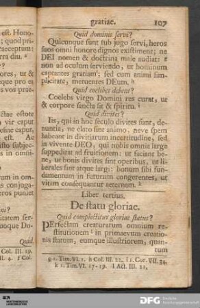 Liber tertius. De statu gloriae.