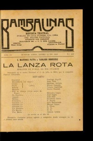 La lanza rota : romance en dos cuadros