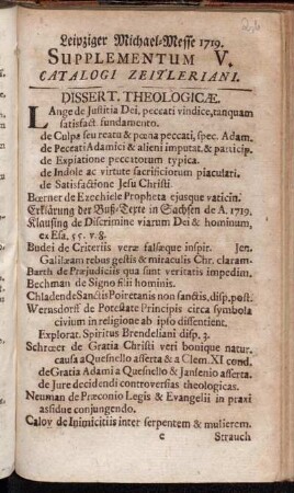 Suppl. 5: Leipziger Michael-Messe 1719