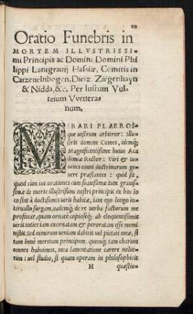 Oratio Funebris in Mortem Illustrissimi Principis ac Domini, Domini Philippi Lantgravii Hassiae ...