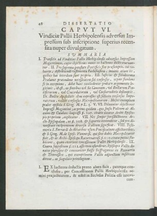 Caput VI. Vindiciae Pallii Herbipolensis adversus Impressum sub inscriptione superius recensita nuper divulgatum