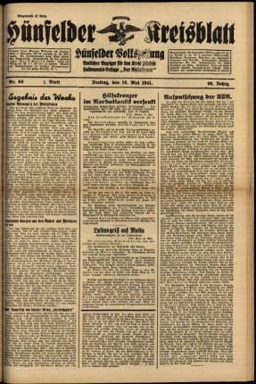 Erste Ausgabe vom Freitag, den 16. Mai 1941.