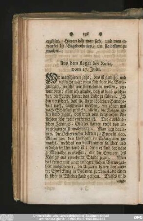 Aus dem Lager bey Rusec, vom 17. Julii.