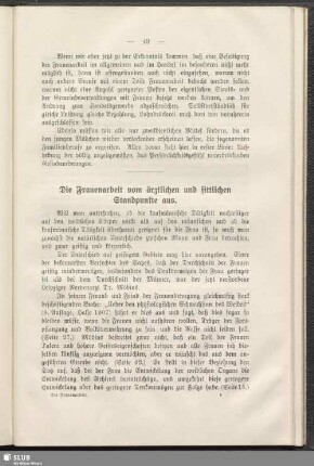 Die Frauenarbeit vom ärztlichen und sittlichen Standpunkte aus