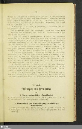 VII. Stiftungen und Verwandtes