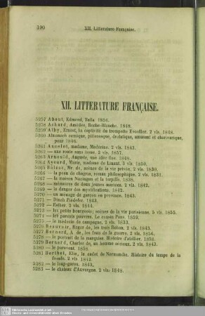 XII. Litterature française