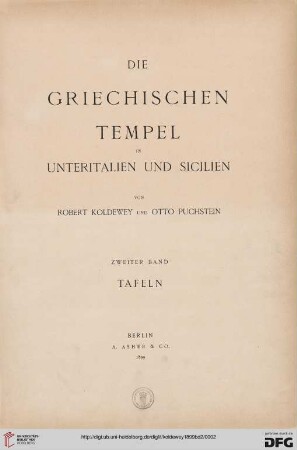 Die griechischen Tempel in Unteritalien und Sicilien: Tafeln