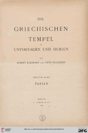 Die griechischen Tempel in Unteritalien und Sicilien: Tafeln