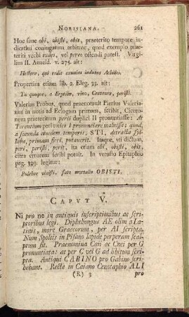 Caput V. Ni pro ne in antiquis inscriptionibus ac scriptoribus legi.[...]