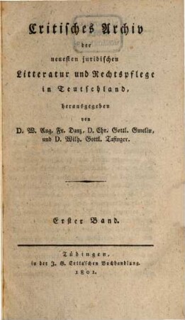 Juridisches Archiv. 1. 1801
