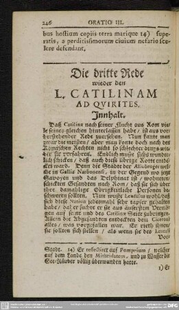 Die dritte Rede wieder den L. Catilinam