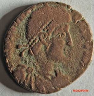 Römische Münze, Nominal Maiorina, Prägeherr Magnus Maximus, Prägeort Arles, Original