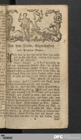 Von dem Wesen, Eigenschaften und Personen Gottes.