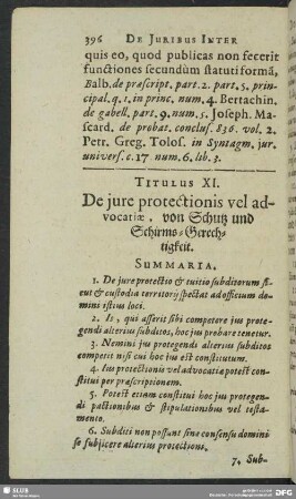 Titulus XI. De iure protectionis vel advocatiae, von Schutz und Schirms-Gerechtigkeit