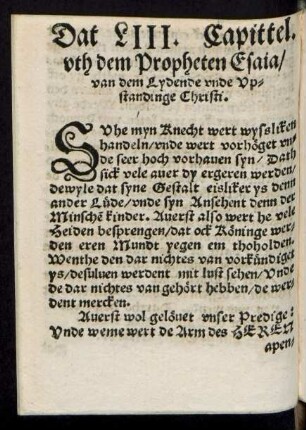 Dat LIII. Capittel. uth dem Propheten Esaia ...