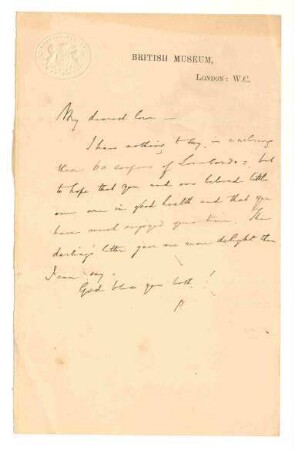 Fünf undatierte Briefe von Sir Peter Le Page Renouf an seine Ehefrau Ludovica (Lulu)