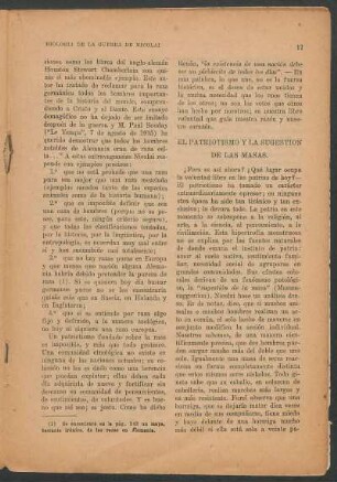 El patriotismo y la sugestión de las masas.