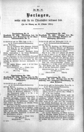 Vorlagen welche nicht für die Oeffentlichkeit bestimmt sind., 26. Oktober 1904