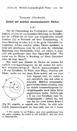 Neunter Abschnitt. Einfach und mehrfach zusammenhängende Flächen.