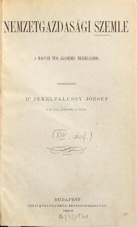 Nemzetgazdasági szemle. 14. 1890