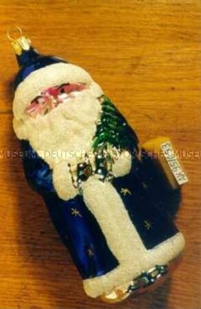 Moderner Christbaumschmuck: Großer Weihnachtsmann, blau