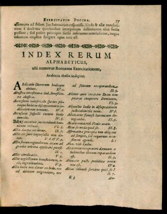 Index Rerum Alphabeticus