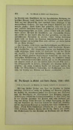 46. Die Kämpfe in Mittel- und Unter-Italien, 1860 - 1862