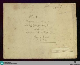 Symphonies. Arr - Don Mus.Ms. 699 : cemb; D; Hob I:96