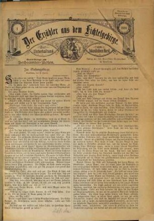 Der Erzähler aus dem Fichtelgebirge : zur Unterhaltung am häuslichen Herd. 1894