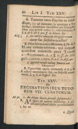 Tit. XXV. De Excusationibus Tutorum Vel Curatorum