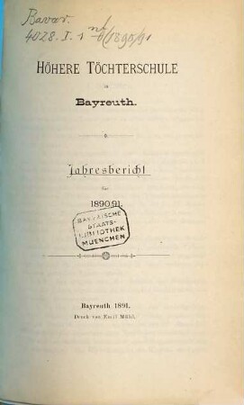 Jahres-Bericht. 1890/91