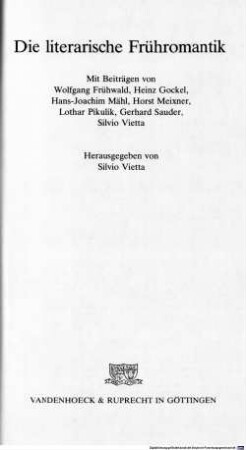Die literarische Frühromantik