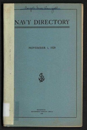 Navy Directory - Officers of the United States Navy, Novenber 1, 1920.