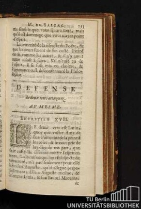 Defense de deux vers attaquez. Av Mesme. Entretien XVII.