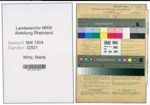Entnazifizierung Maria Wirtz , geb. 28.04.1900 (Postarbeiterin)