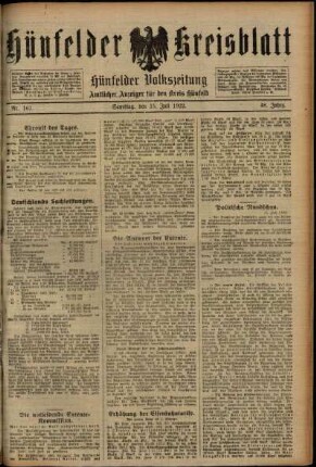 Ausgabe vom Samstag, den 15. Juli 1922.