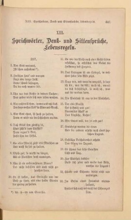 XIII. Sprichwörter, Denk- und Sittensprüche, Lebensregeln