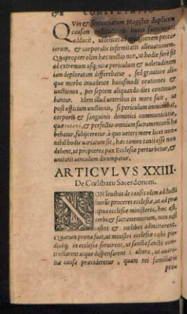 Articulus XXIII. De Coelibatu Sacerdotum.
