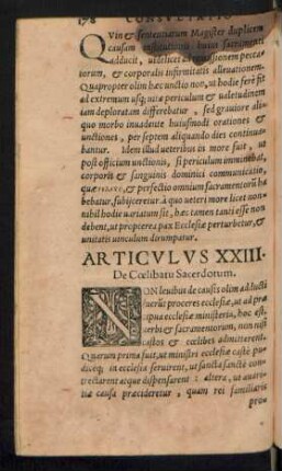 Articulus XXIII. De Coelibatu Sacerdotum.