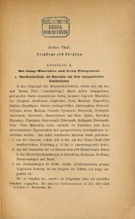 Geologie des Münsterthals im badischen Schwarzwald, 3. Erzgänge und Bergbau
